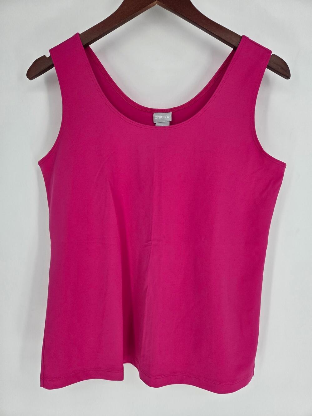 ​Chico's Hot Pink Tank Top Microfiber Stretch Scoop Neck Size 2 (US L/12)